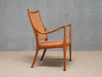 Hans Asplund Exceptional Hans Asplund Armchair Walnut and Leather Nordiska Kompaniet 1955