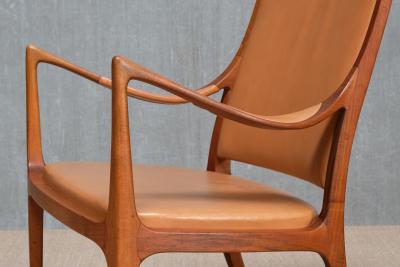 Hans Asplund Exceptional Hans Asplund Armchair Walnut and Leather Nordiska Kompaniet 1955