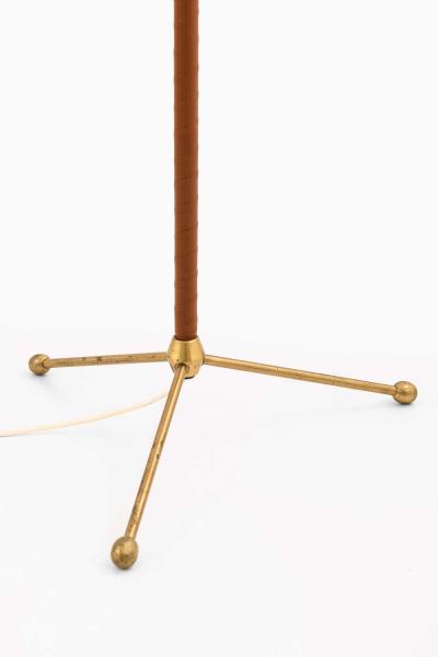 Hans Bergstr m Brass Leather Floor Lamp by Atelj Lyktan 1940s