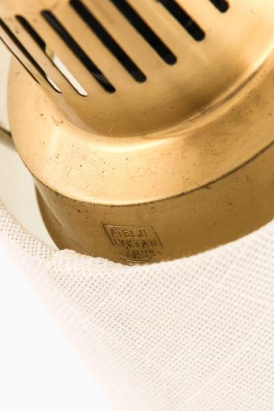 Hans Bergstr m Brass Leather Floor Lamp by Atelj Lyktan 1940s