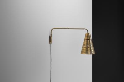 Hans Bergstr m Brass Wall Light by Hans Bergstr m Attr for Atelje Lyktan Sweden ca 1950s
