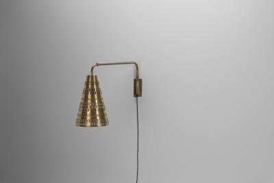 Hans Bergstr m Brass Wall Light by Hans Bergstr m Attr for Atelje Lyktan Sweden ca 1950s