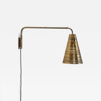 Hans Bergstr m Brass Wall Light by Hans Bergstr m Attr for Atelje Lyktan Sweden ca 1950s