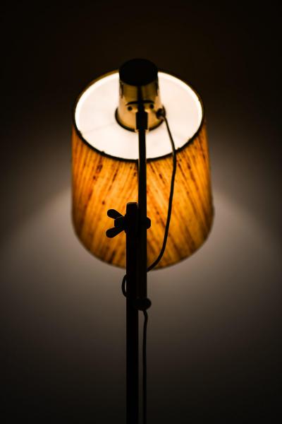 Hans Bergstr m Floor Lamp in Teak Brass and Original Lamp Shade by Hans Bergstr m 1950s