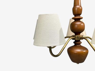 Hans Bergstr m Hans Bergstr m Attr Pendant Light Brass Wood Sweden 1920s