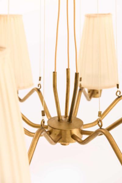 Hans Bergstr m Hans Bergstr m Brass Fabric Ceiling Lamp by ASEA 1950s