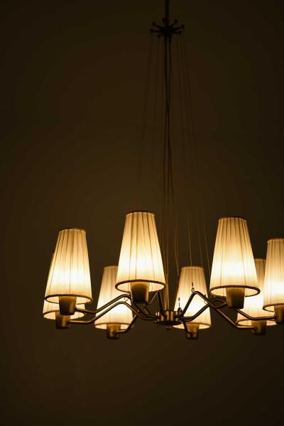 Hans Bergstr m Hans Bergstr m Brass Fabric Ceiling Lamp by ASEA 1950s