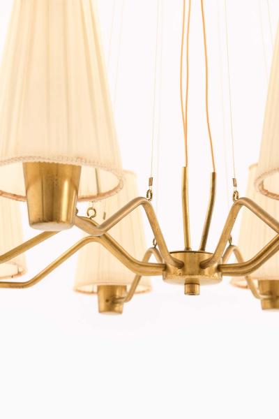 Hans Bergstr m Hans Bergstr m Brass Fabric Ceiling Lamp by ASEA 1950s
