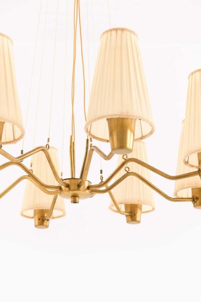 Hans Bergstr m Hans Bergstr m Brass Fabric Ceiling Lamp by ASEA 1950s