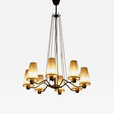 Hans Bergstr m Hans Bergstr m Brass Fabric Ceiling Lamp by ASEA 1950s