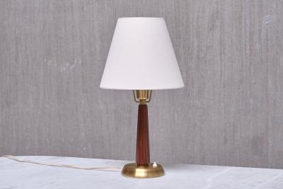 Hans Bergstr m Hans Bergstr m Table Lamp Model E1149 Brass and Elm ASEA Sweden 1940s