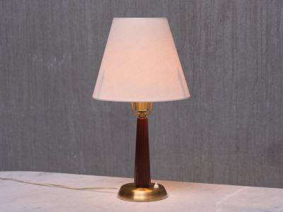 Hans Bergstr m Hans Bergstr m Table Lamp Model E1149 Brass and Elm ASEA Sweden 1940s