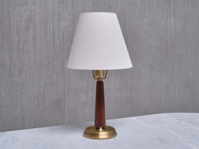 Hans Bergstr m Hans Bergstr m Table Lamp Model E1149 Brass and Elm ASEA Sweden 1940s