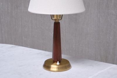 Hans Bergstr m Hans Bergstr m Table Lamp Model E1149 Brass and Elm ASEA Sweden 1940s