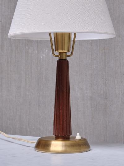 Hans Bergstr m Hans Bergstr m Table Lamp Model E1149 Brass and Elm ASEA Sweden 1940s