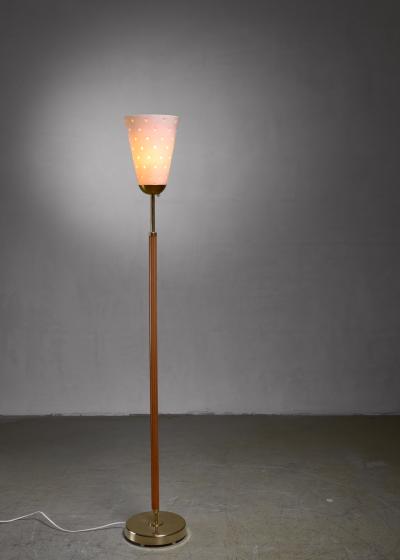 Hans Bergstr m Hans Bergstrom brass and glass floor lamp Sweden