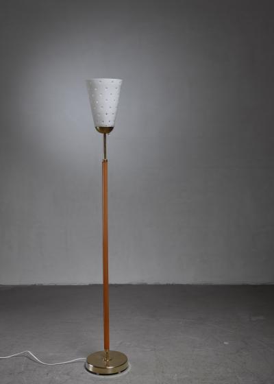 Hans Bergstr m Hans Bergstrom brass and glass floor lamp Sweden