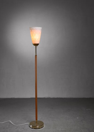Hans Bergstr m Hans Bergstrom brass and glass floor lamp Sweden