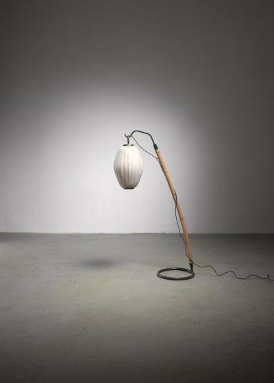 Hans Bergstr m Hans Bergstrom curved bamboo floor lamp