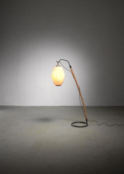 Hans Bergstr m Hans Bergstrom curved bamboo floor lamp