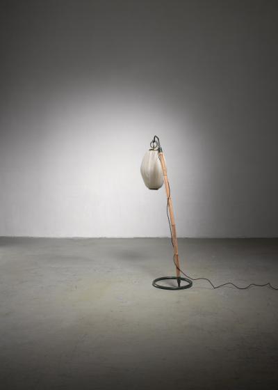 Hans Bergstr m Hans Bergstrom curved bamboo floor lamp
