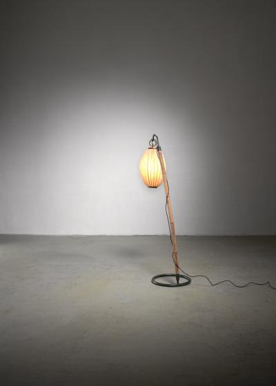 Hans Bergstr m Hans Bergstrom curved bamboo floor lamp