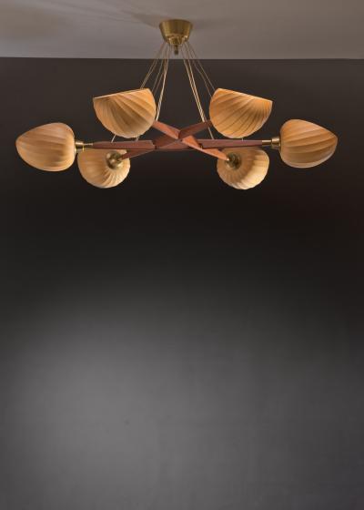 Hans Bergstr m Hans Bergstrom large chandelier with six shades