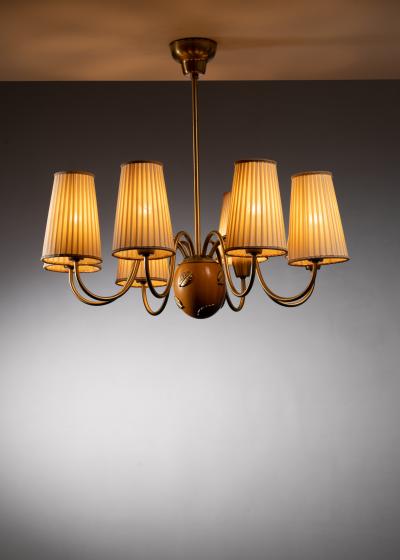 Hans Bergstr m One of a pair of Hans Bergstrom chandeliers for Atelje Lyktan