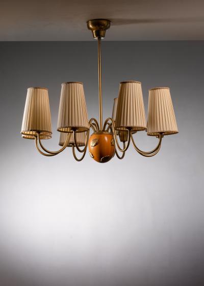 Hans Bergstr m One of a pair of Hans Bergstrom chandeliers for Atelje Lyktan