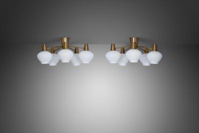 Hans Bergstr m Pair of Ceiling Lamps by Hans Bergstr m for Asea Sweden Mid 20th Century