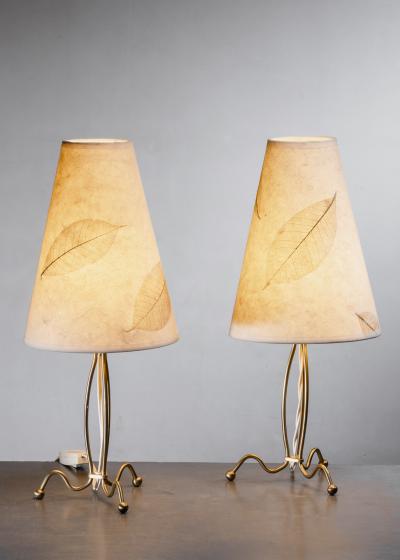 Hans Bergstr m Pair of Hans Bergstr m brass table lamps