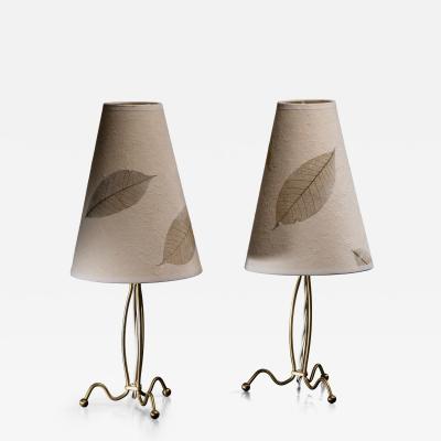 Hans Bergstr m Pair of Hans Bergstr m brass table lamps