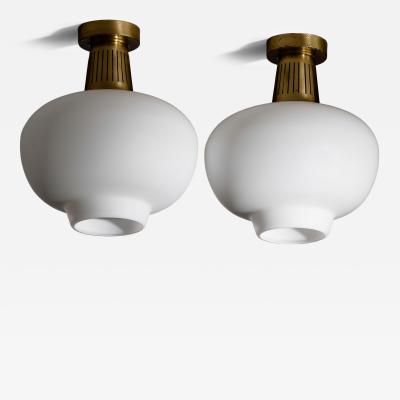 Hans Bergstr m Pair of Hans Bergstr m ceiling lamps for Atelj Lyktan