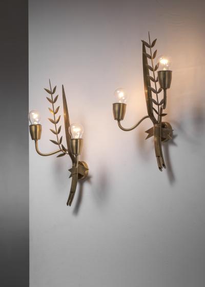 Hans Bergstr m Pair of Hans Bergstr m wall lamps