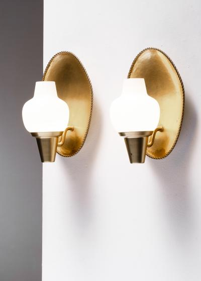 Hans Bergstr m Pair of Hans Bergstr m wall lamps for Atelj Lyktan