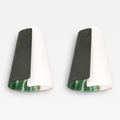 Hans Bergstr m Pair of Wall Lamps in Copper and Plexiglass by Hans Bergstr m 1940s