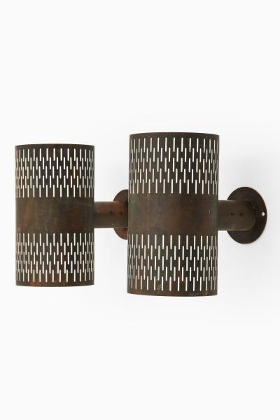 Hans Bergstr m Pair of Wall Lamps in Copper by Hans Bergstr m 1940s