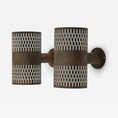 Hans Bergstr m Pair of Wall Lamps in Copper by Hans Bergstr m 1940s