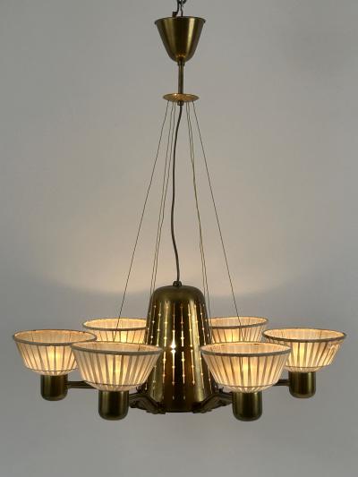 Hans Bergstr m Rare Mid Century Modern Six Armed Chandelier by Hans Bergstr m Sweden 1950s