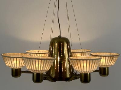 Hans Bergstr m Rare Mid Century Modern Six Armed Chandelier by Hans Bergstr m Sweden 1950s