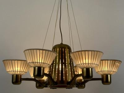 Hans Bergstr m Rare Mid Century Modern Six Armed Chandelier by Hans Bergstr m Sweden 1950s
