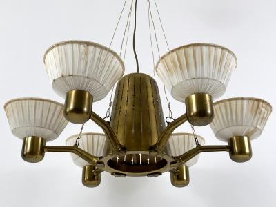 Hans Bergstr m Rare Mid Century Modern Six Armed Chandelier by Hans Bergstr m Sweden 1950s