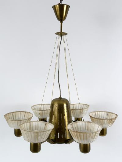 Hans Bergstr m Rare Mid Century Modern Six Armed Chandelier by Hans Bergstr m Sweden 1950s