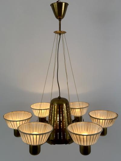 Hans Bergstr m Rare Mid Century Modern Six Armed Chandelier by Hans Bergstr m Sweden 1950s