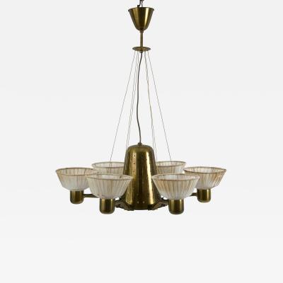 Hans Bergstr m Rare Mid Century Modern Six Armed Chandelier by Hans Bergstr m Sweden 1950s