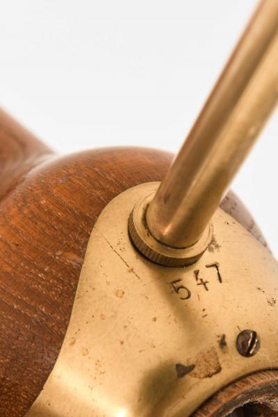 Hans Bergstr m Scandinavian Modern Floor Lamp in Brass Mahogany by Hans Bergstr m 1940s