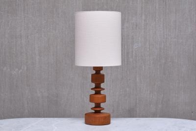 Hans Bergstr m Sculptural Hans Bergstr m Oak Table Lamp Model 762 Atelj Lyktan Sweden 1960s
