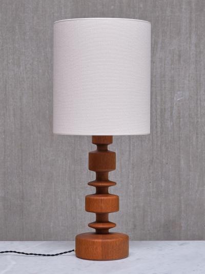 Hans Bergstr m Sculptural Hans Bergstr m Oak Table Lamp Model 762 Atelj Lyktan Sweden 1960s