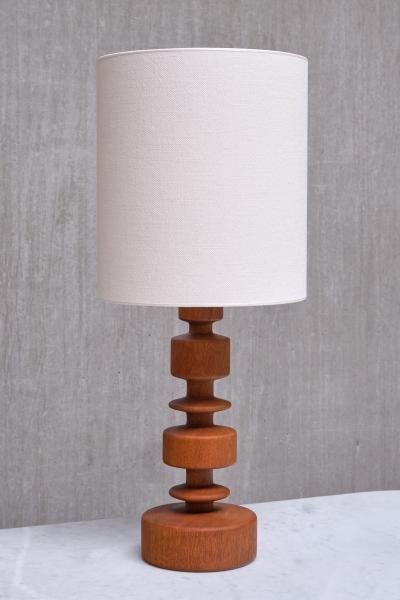 Hans Bergstr m Sculptural Hans Bergstr m Oak Table Lamp Model 762 Atelj Lyktan Sweden 1960s