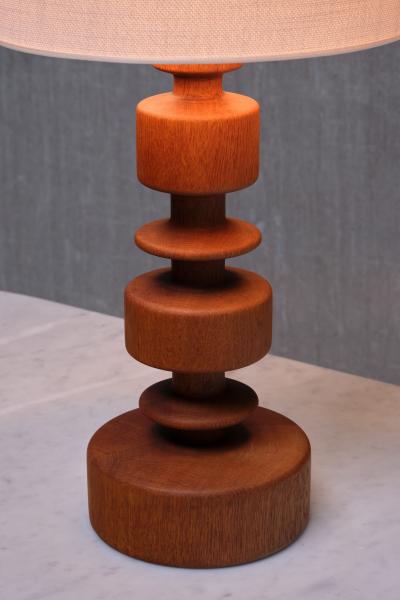 Hans Bergstr m Sculptural Hans Bergstr m Oak Table Lamp Model 762 Atelj Lyktan Sweden 1960s